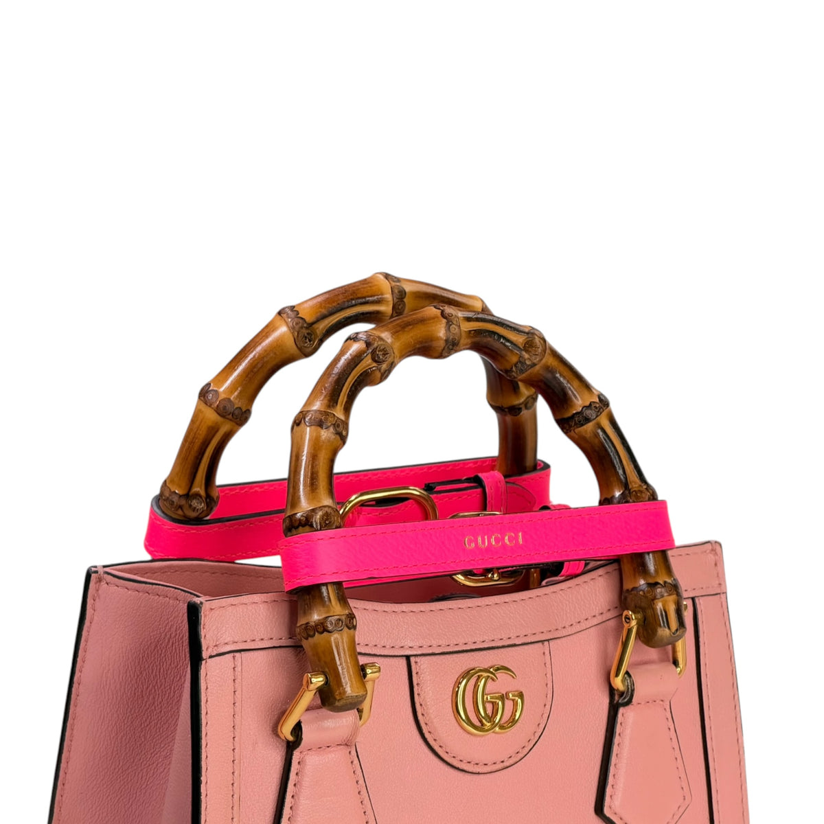 Gucci diana mini pink leather hand bag