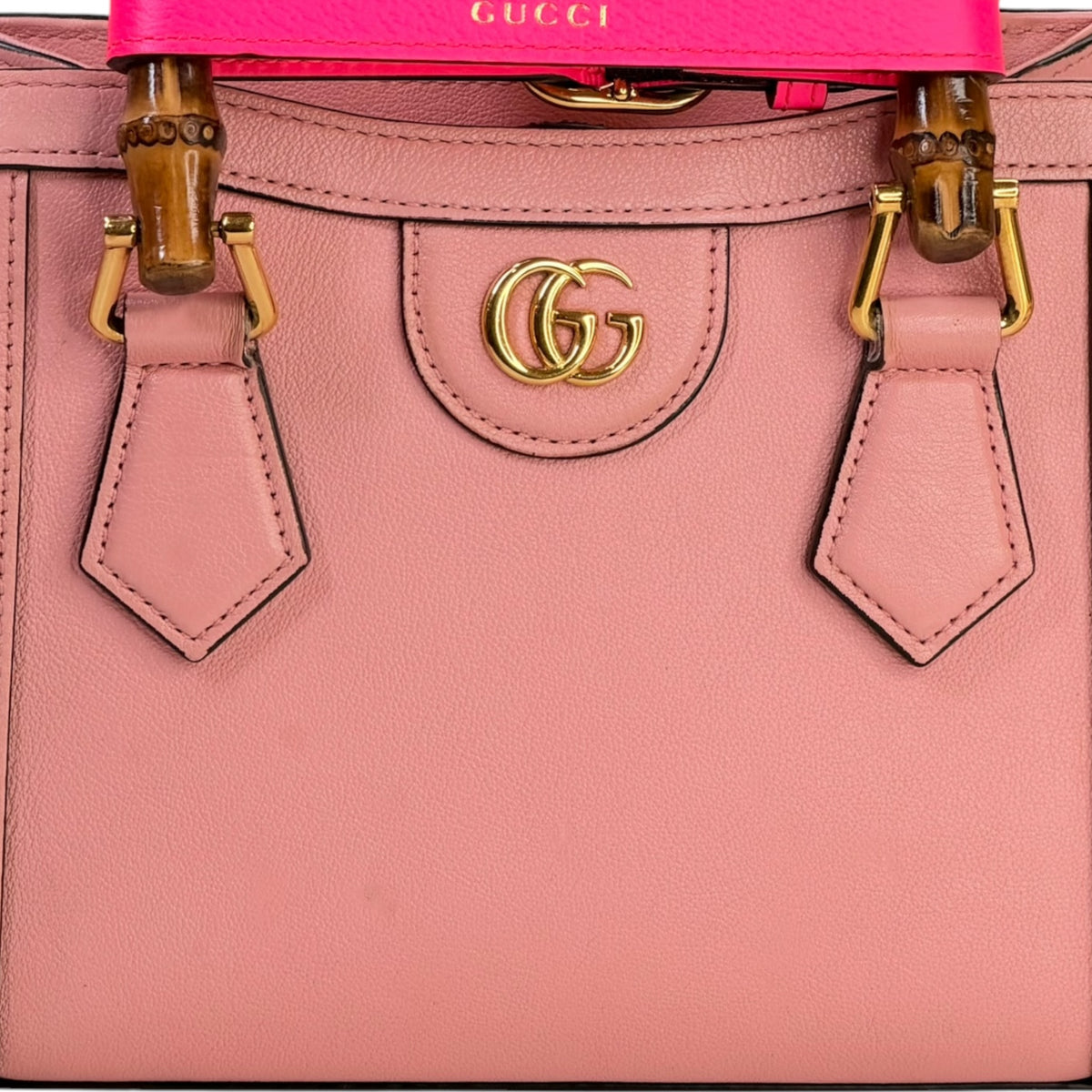 Gucci diana mini pink leather hand bag