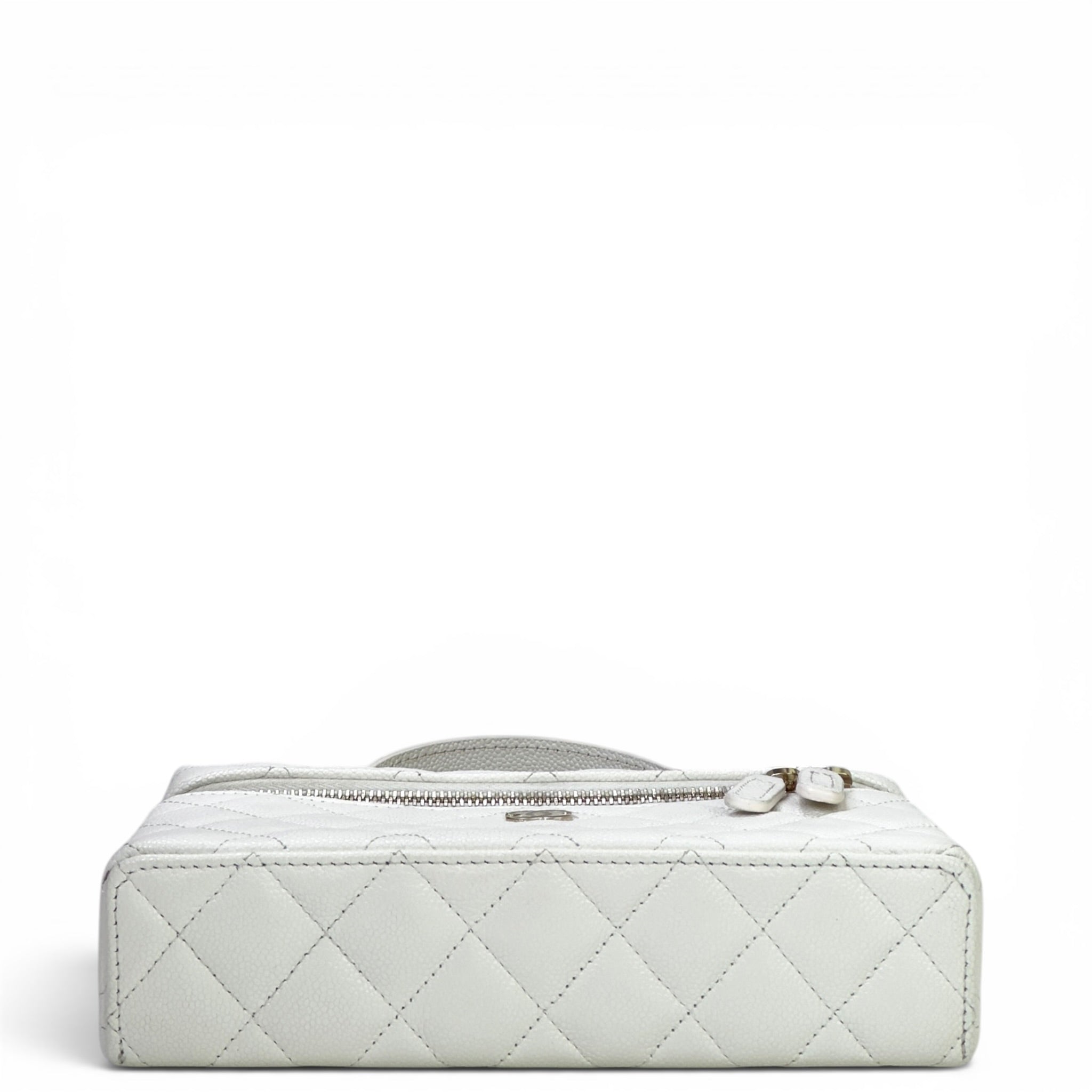 Chanel Vanity Case White Quilted Caviar Leather