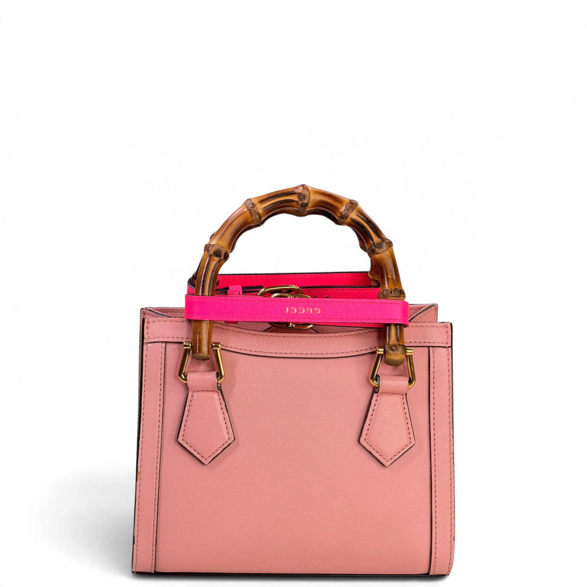 Gucci diana mini pink leather hand bag