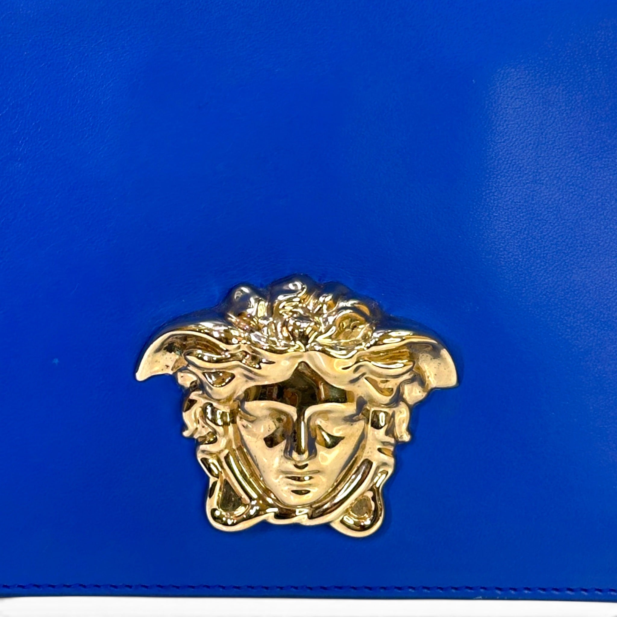 Versace La Medusa Blue Leather Bag