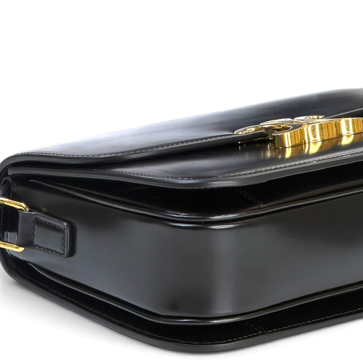 Celine Classique medium  black calf skin leather Triomphe crossbody  Bag