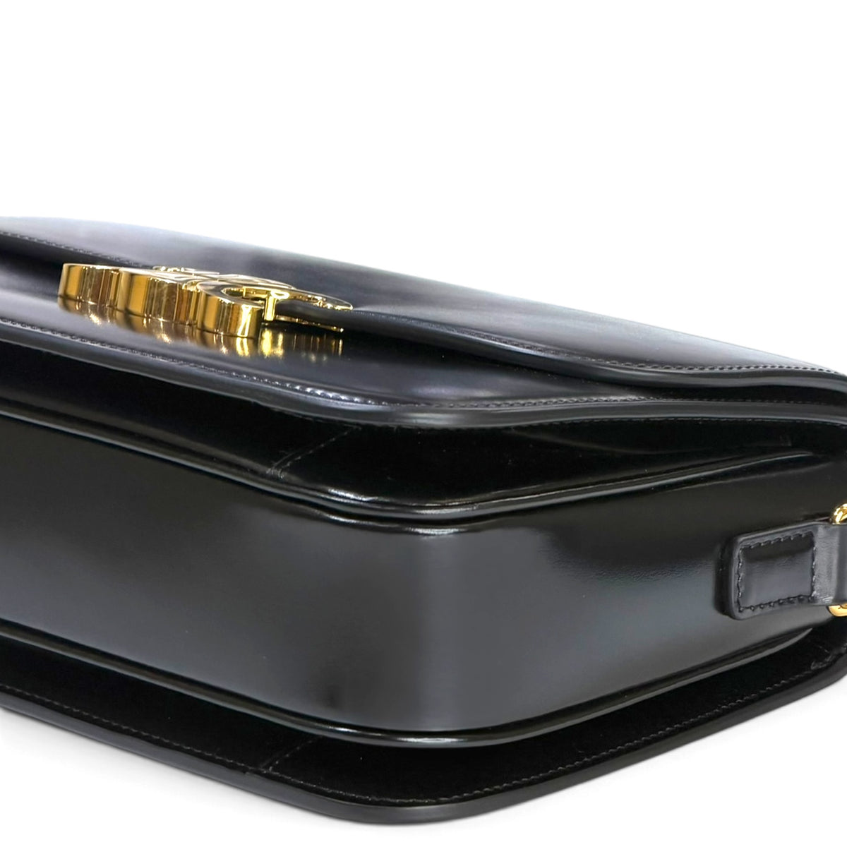 Celine Classique medium  black calf skin leather Triomphe crossbody  Bag