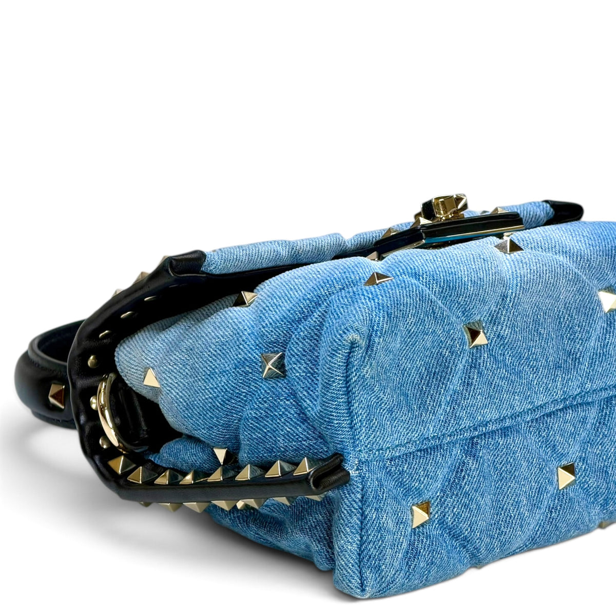 Valentino Garvani Candystud small denim top handle handbag