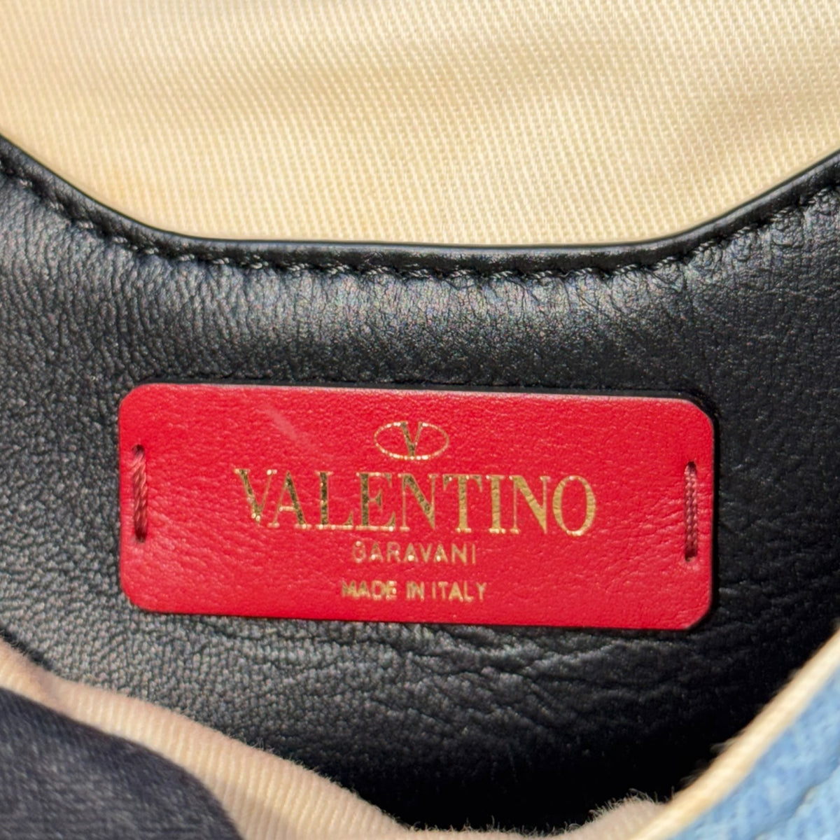 Valentino Garvani Candystud small denim top handle handbag