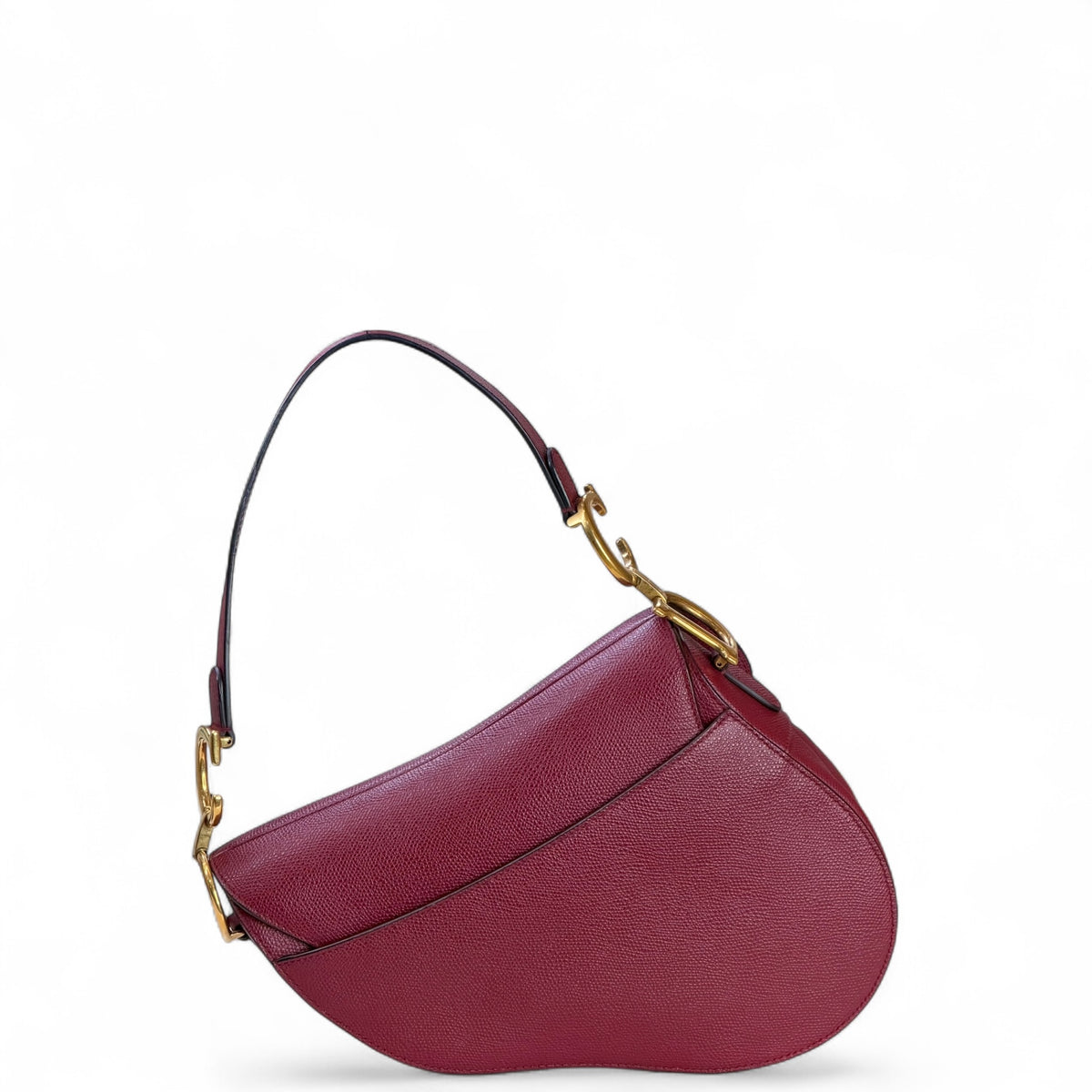 Christian Dior  medium  red  grained calf skin leather  Saddle Bag