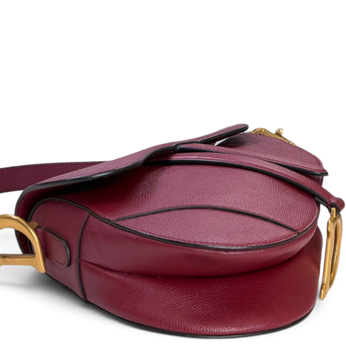 Christian Dior  medium  red  grained calf skin leather  Saddle Bag