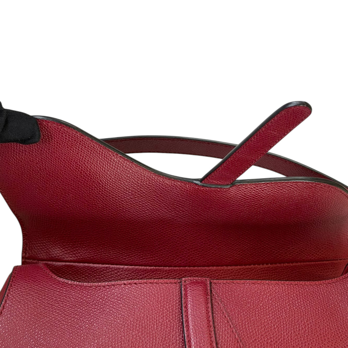 Christian Dior  medium  red  grained calf skin leather  Saddle Bag