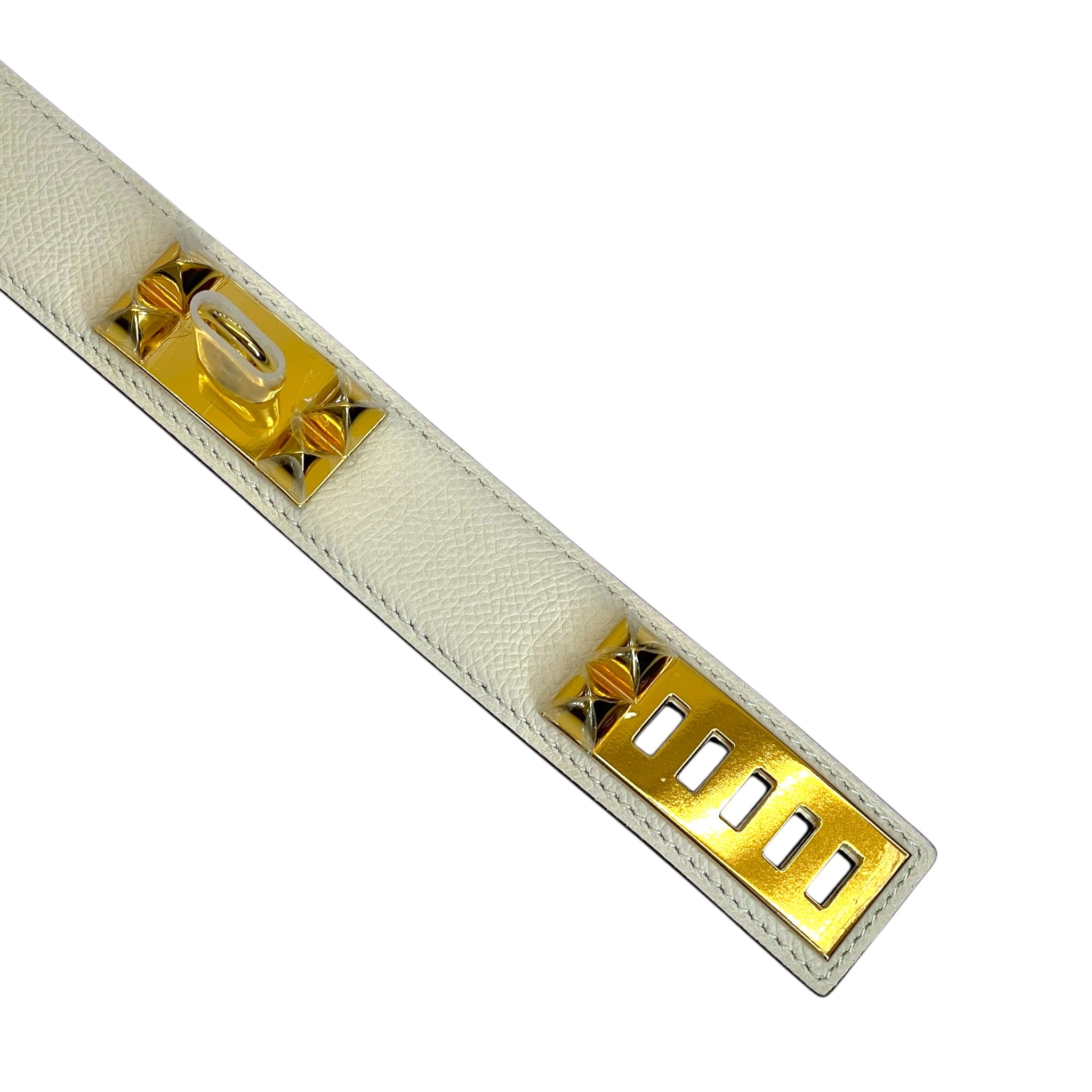 Hermès Collier de Chien 32 Belt White Epsom GHW 75 cm