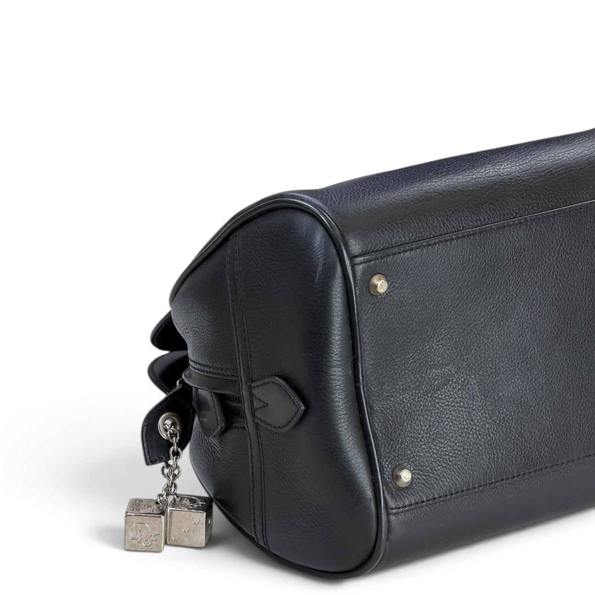 Christian Dior  Gambler Dice Bowling  small Black leather Satchel bag