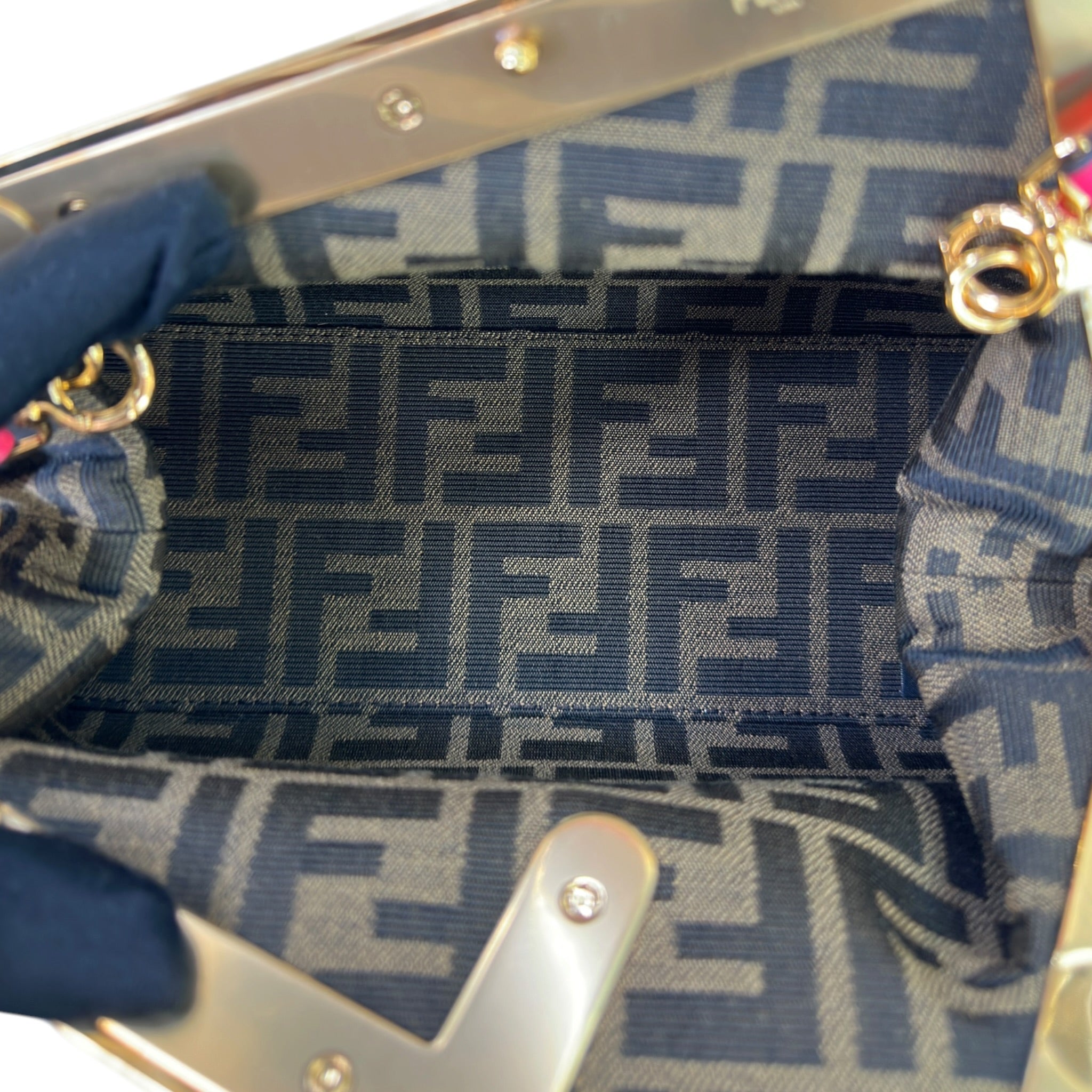 Fendi First clutch bag fuchsia nappa leather