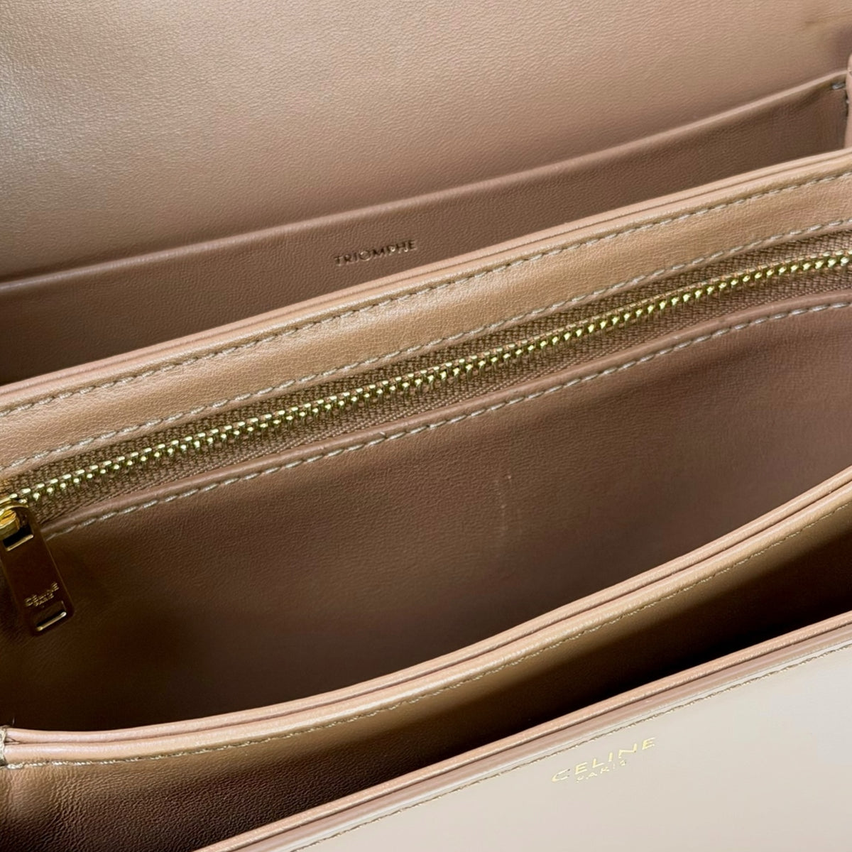 Celine Classique medium  Tan  calf skin leather Triomphe crossbody  Bag