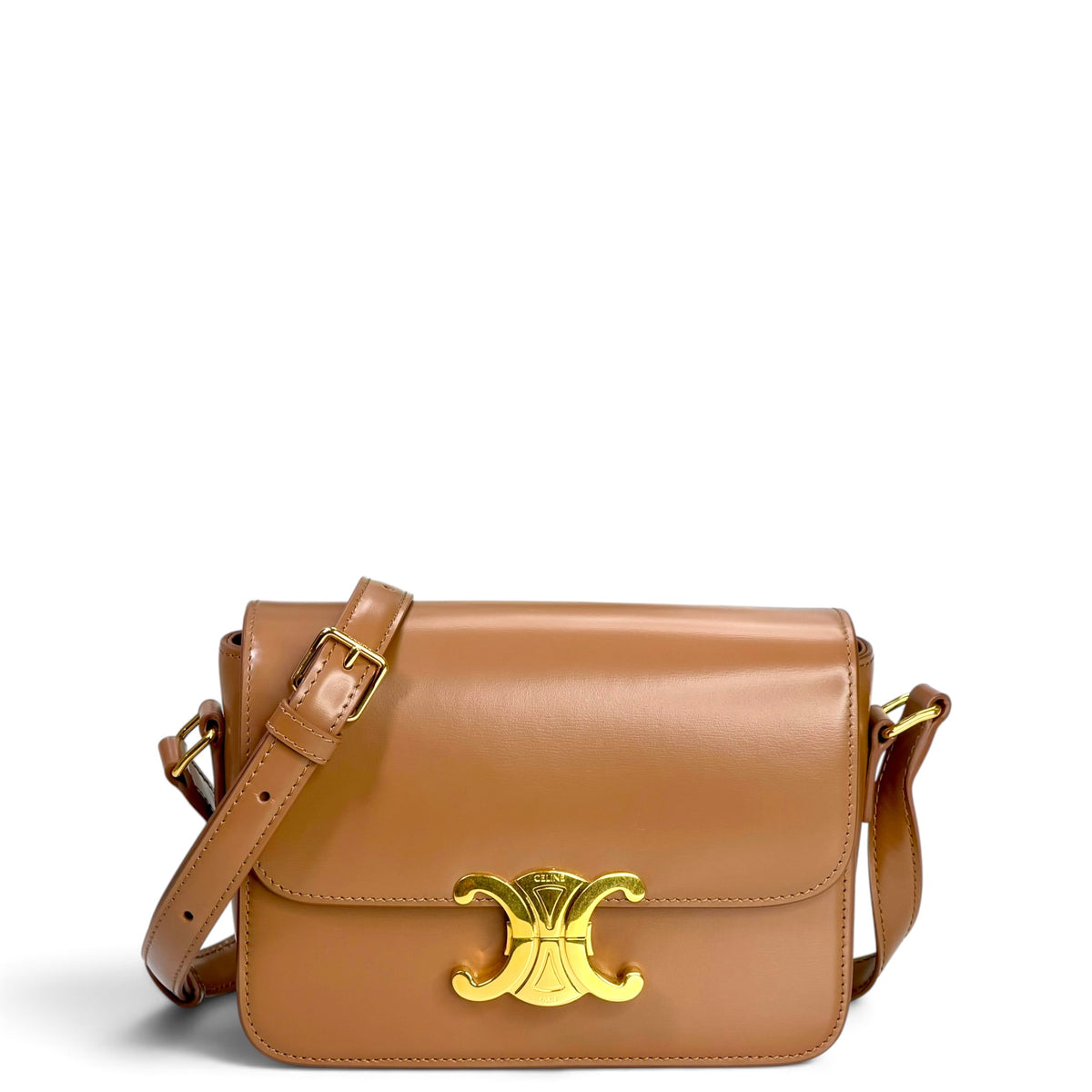 Celine teen tan  leather Triomphe crossbody  Bag 