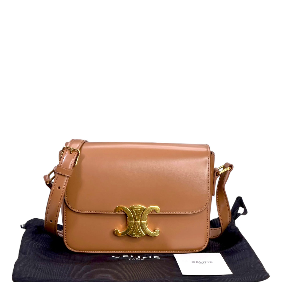 Celine teen tan  leather Triomphe crossbody  Bag