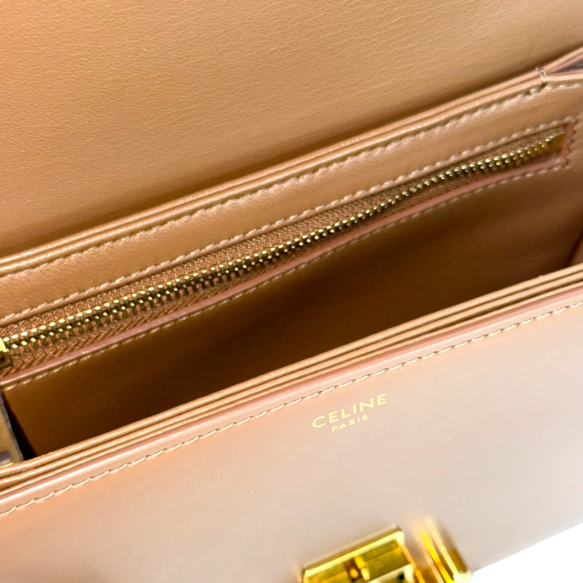 Celine teen tan  leather Triomphe crossbody  Bag
