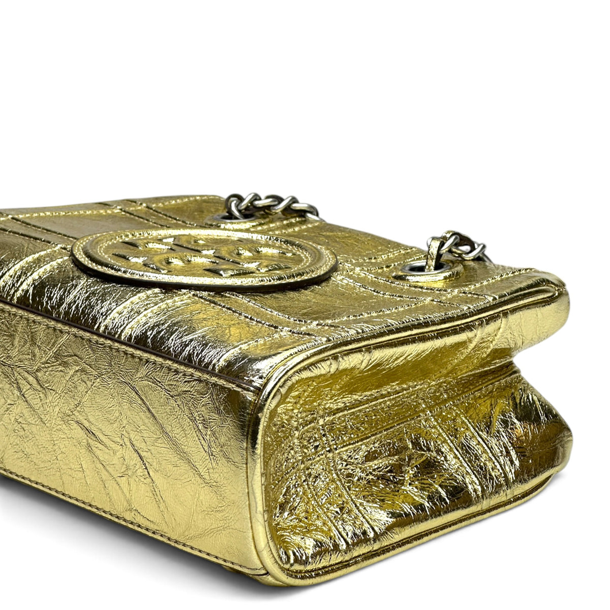 Tory burch mini Fleming gold leather chain hand bag
