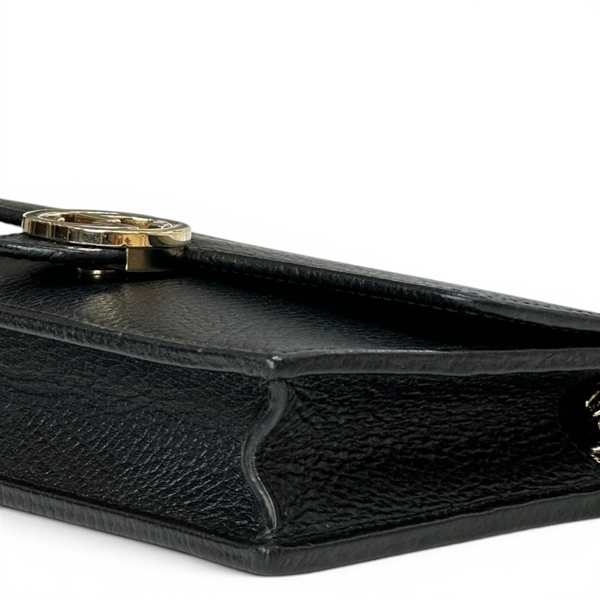 Gucci Interlocking G Wallet On Chain Textured Black Leather