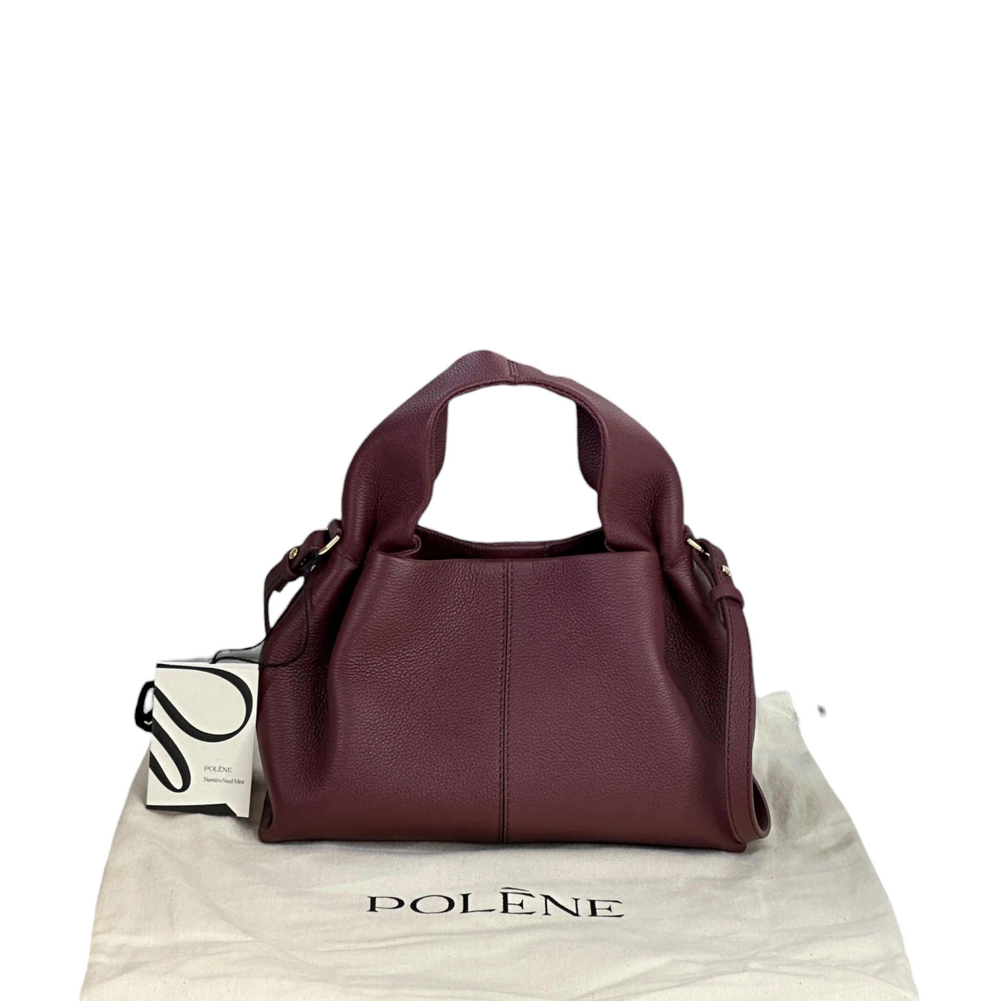 Polène Numéro Neuf Mini Black Cherry Textured Leather