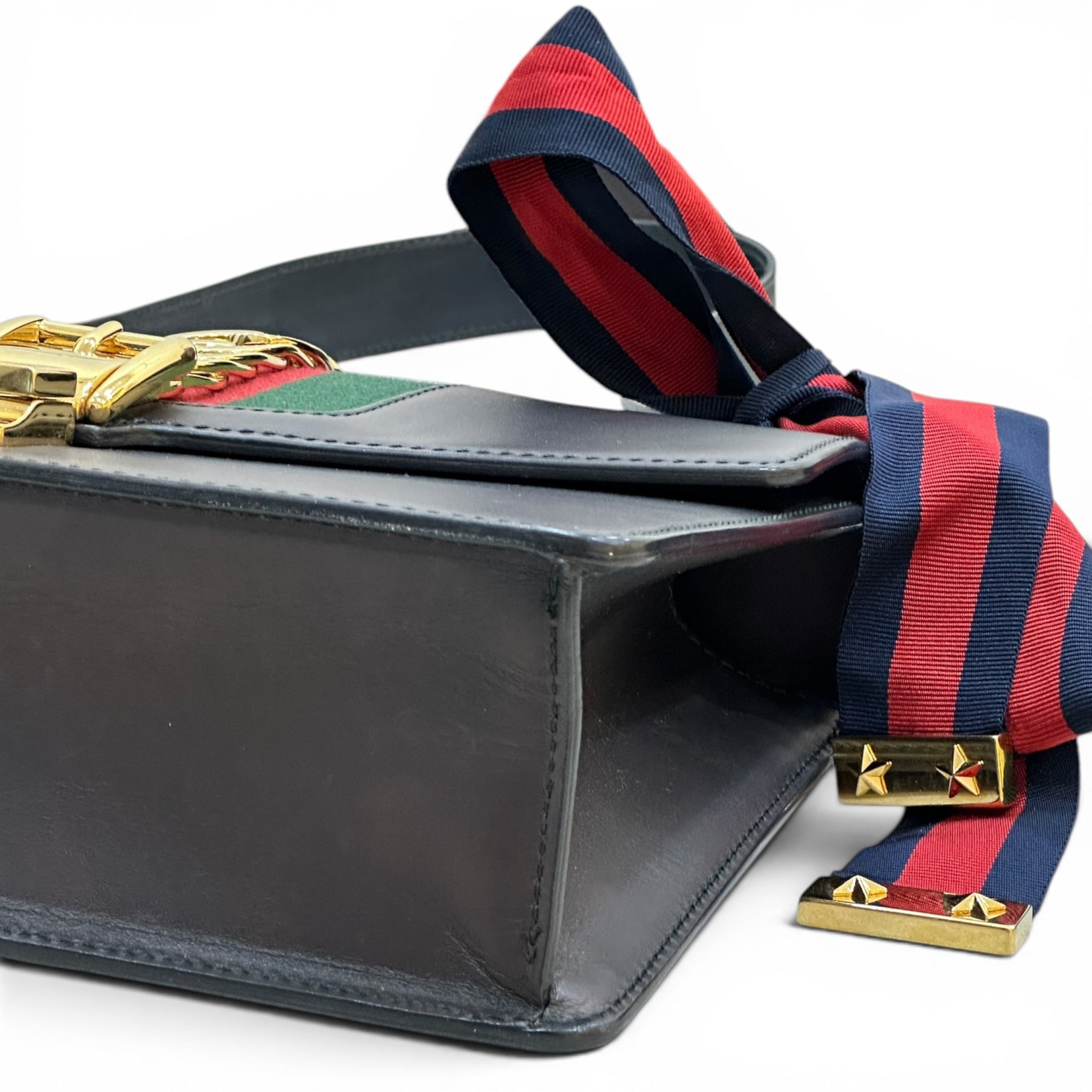 Gucci Sylvie Flap Black Leather Shoulder Bag