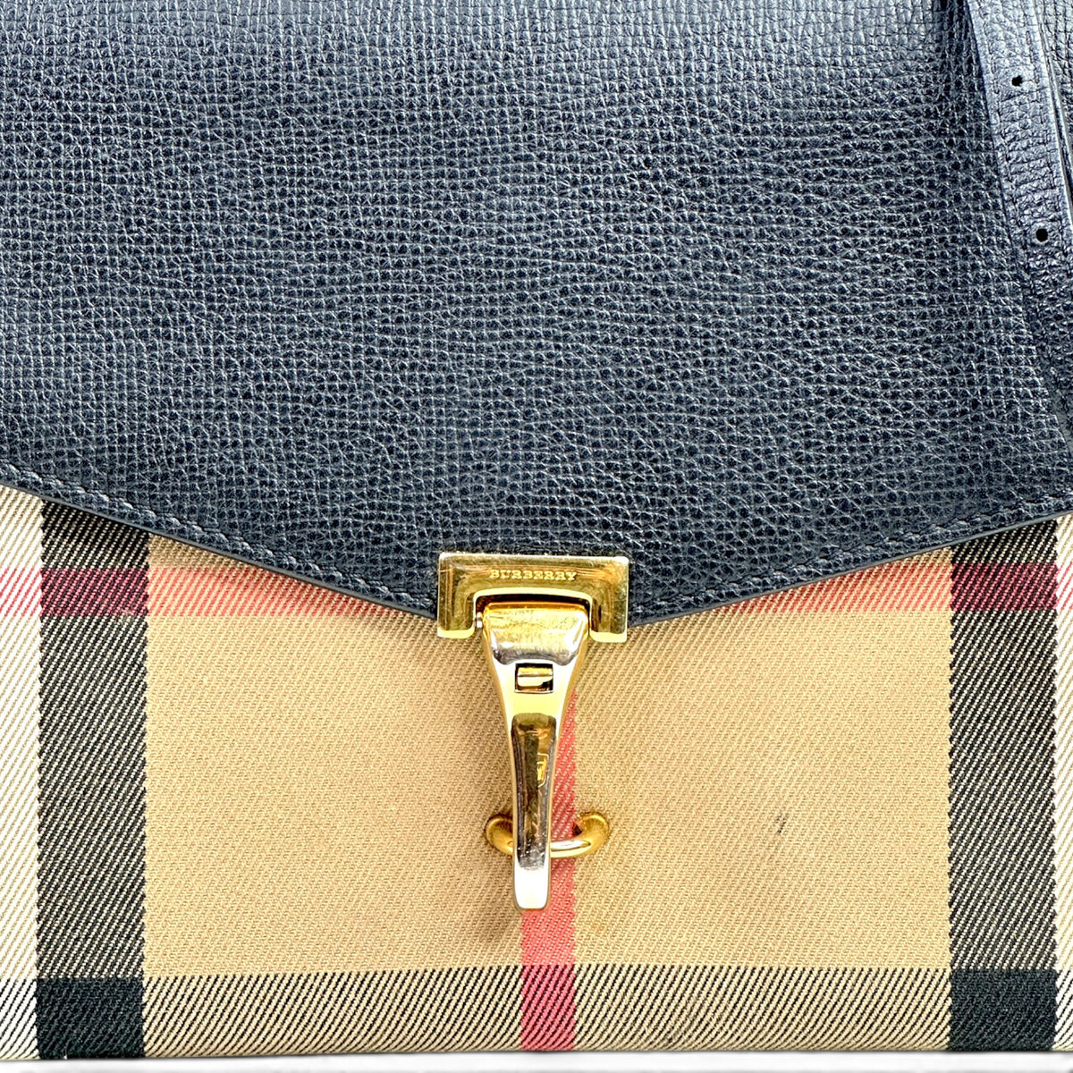 Burberry House Check Canvas and Black Leather Medium Crossbody Bag