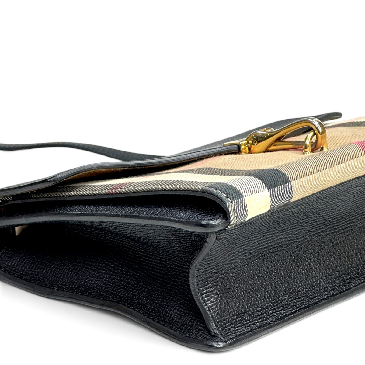 Burberry House Check Canvas and Black Leather Medium Crossbody Bag