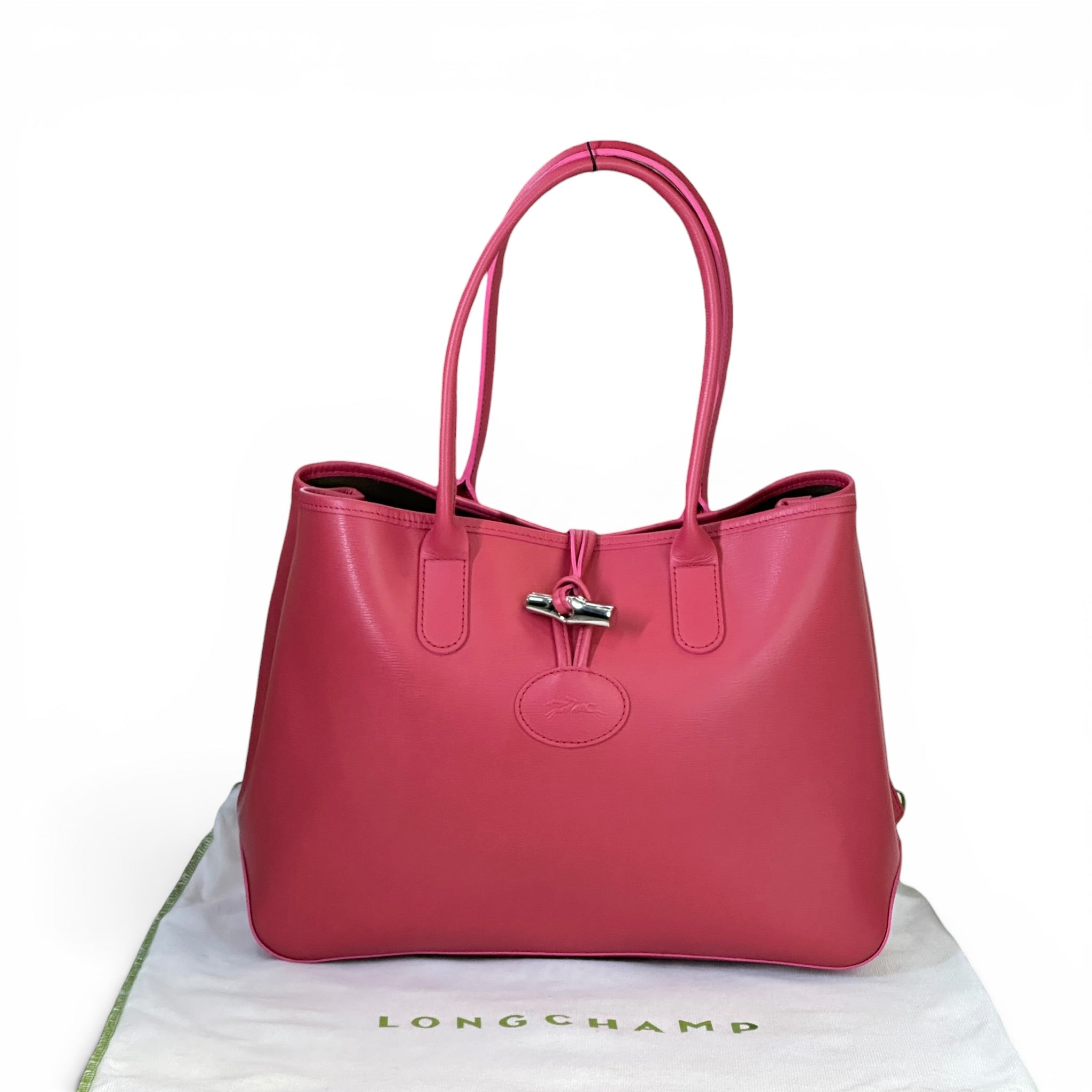 Longchamp Spring Fig Roseau Red Leather Tote