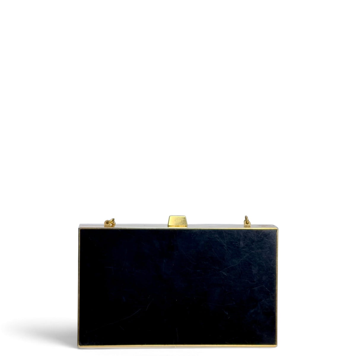 Saint Laurent Plexiglass Monogram Minaudiere Tuxedo Box Clutch with chain