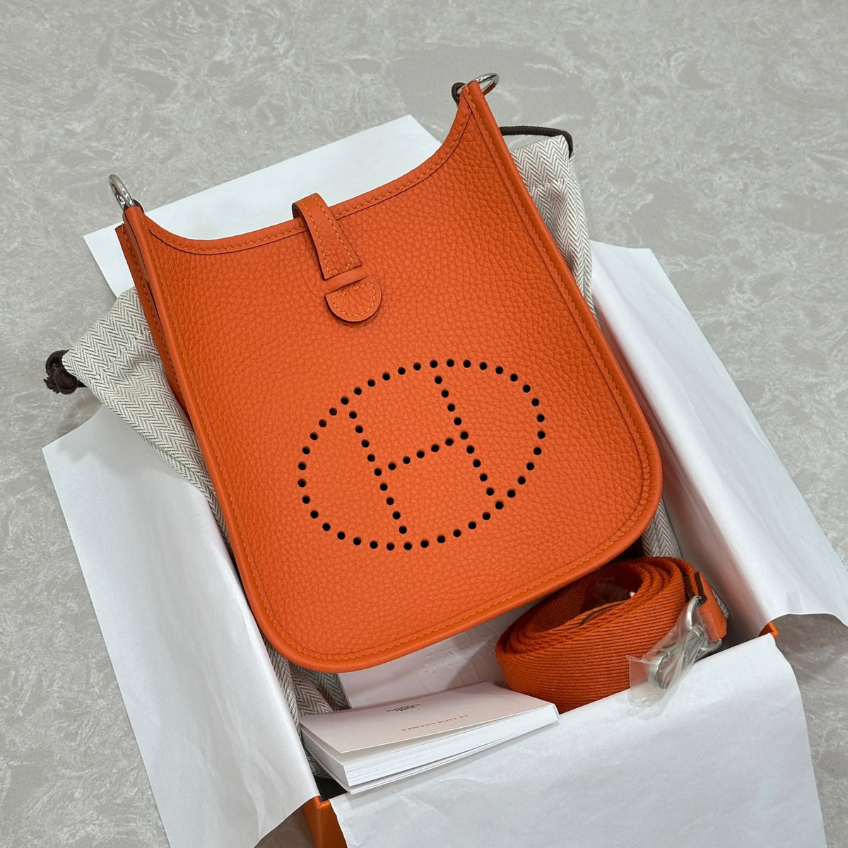Hermes Evelyne 16 TPM Orange Leather Crossbody Bag