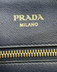 Prada Logo Embossed Satchel Baltico Glace Calf Leather