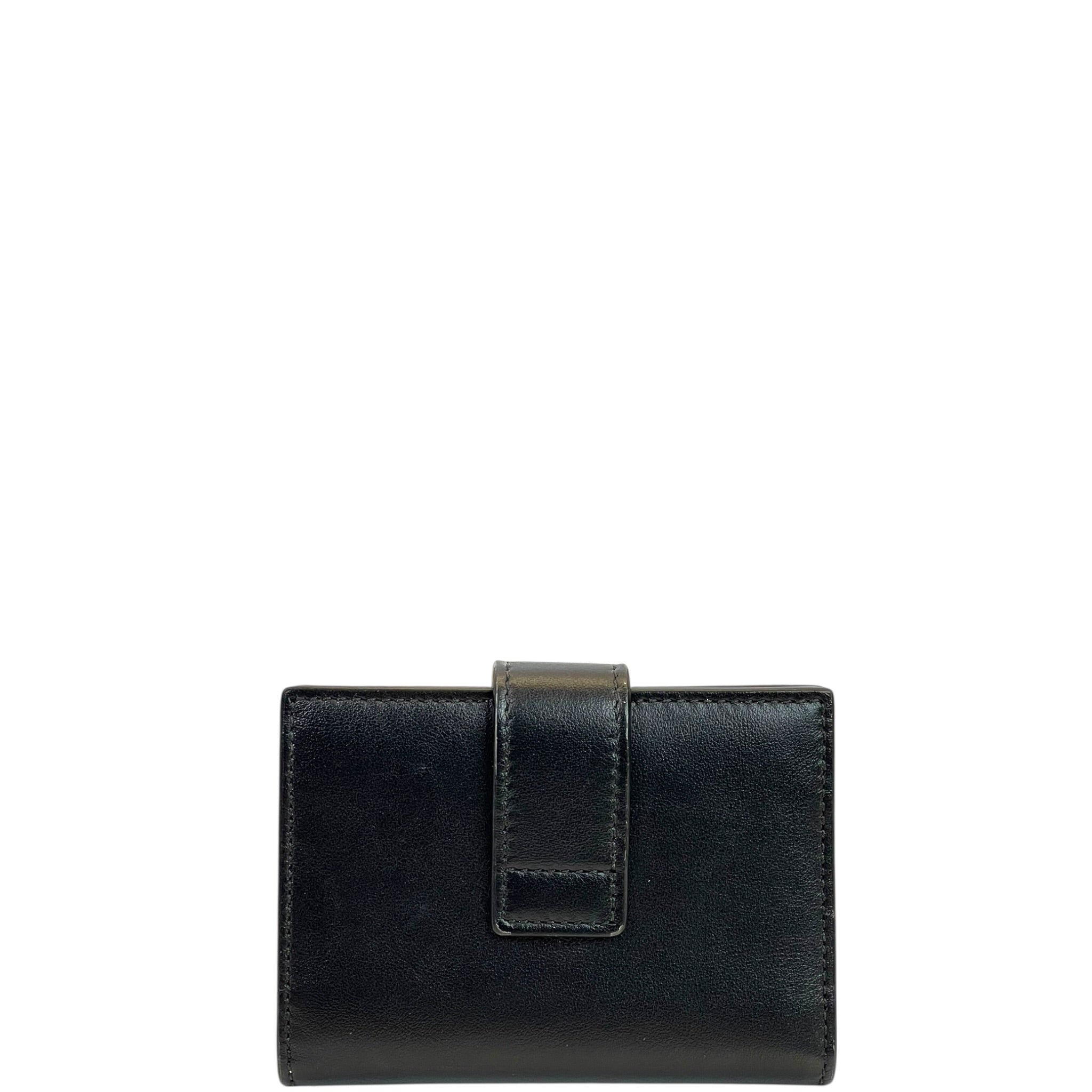 Salvatore Ferragamo Hug Card Holder Black Calf Leather