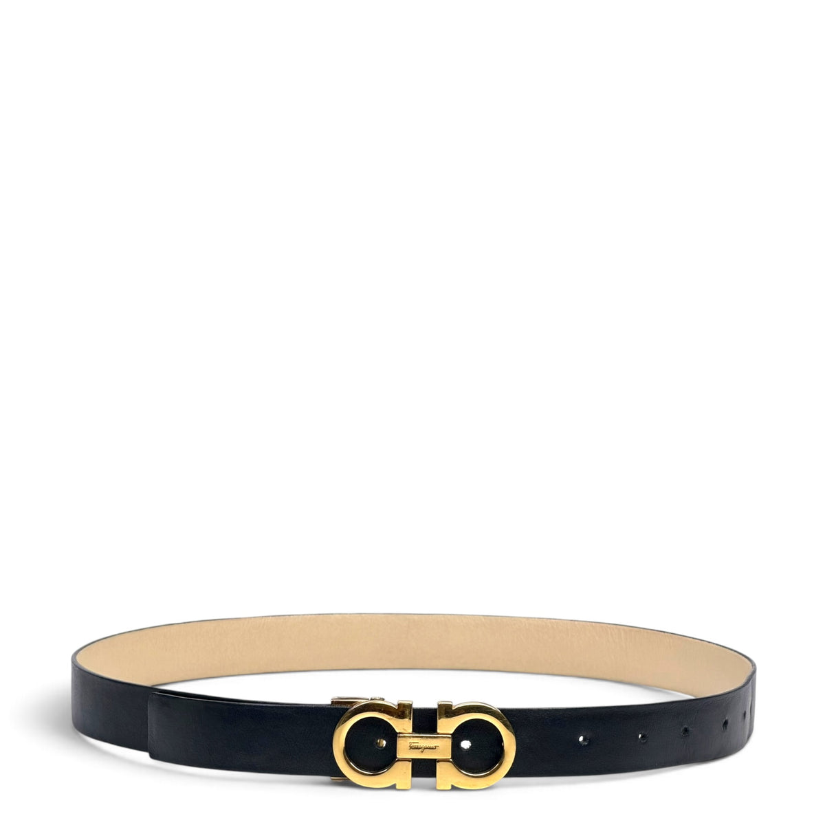 Salvatore Ferragamo Reversible Gancini Black Leather Belt