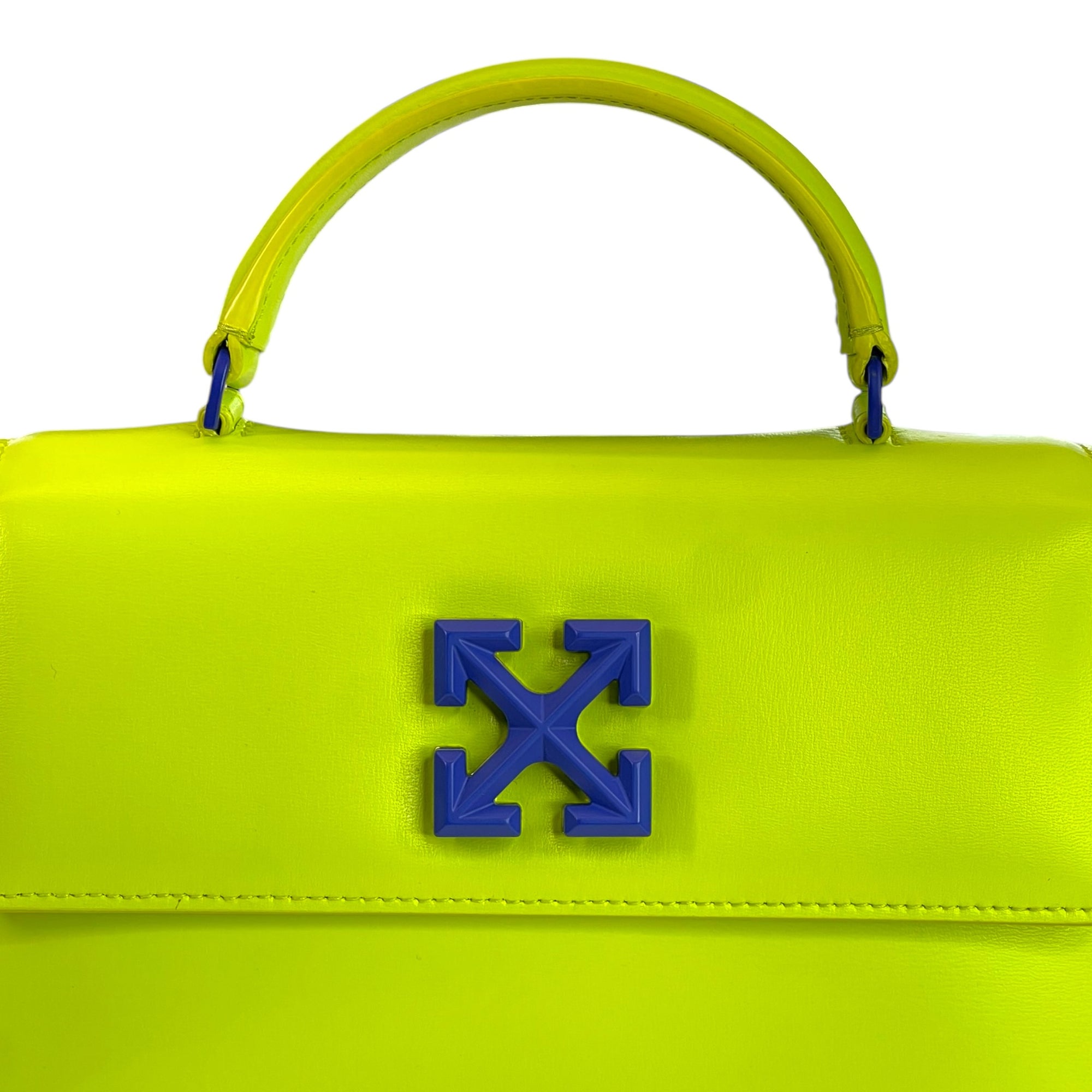 Off-White Jitney Top Handle Bag Neon Green Leather
