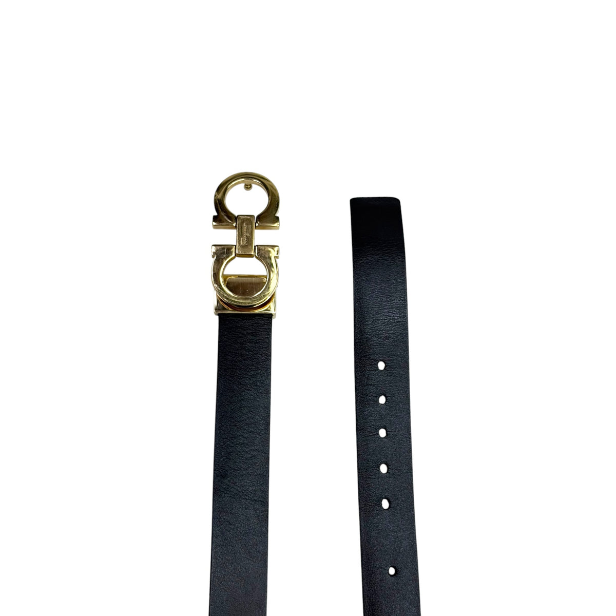 Salvatore Ferragamo Reversible Gancini Black Leather Belt