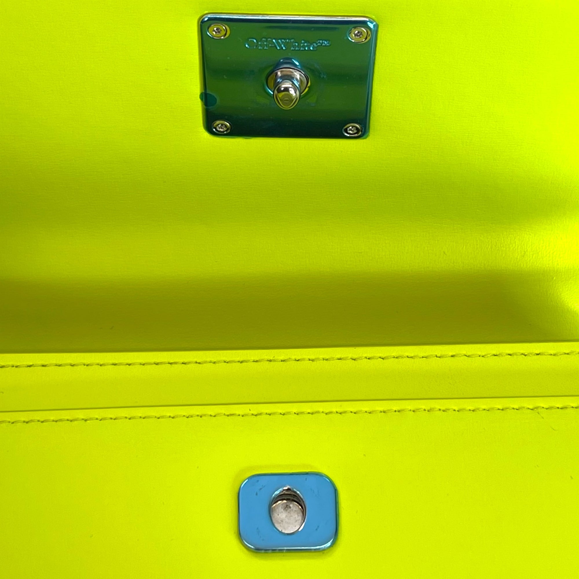 Off-White Jitney Top Handle Bag Neon Green Leather