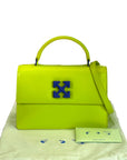 Off-White Jitney Top Handle Bag Neon Green Leather
