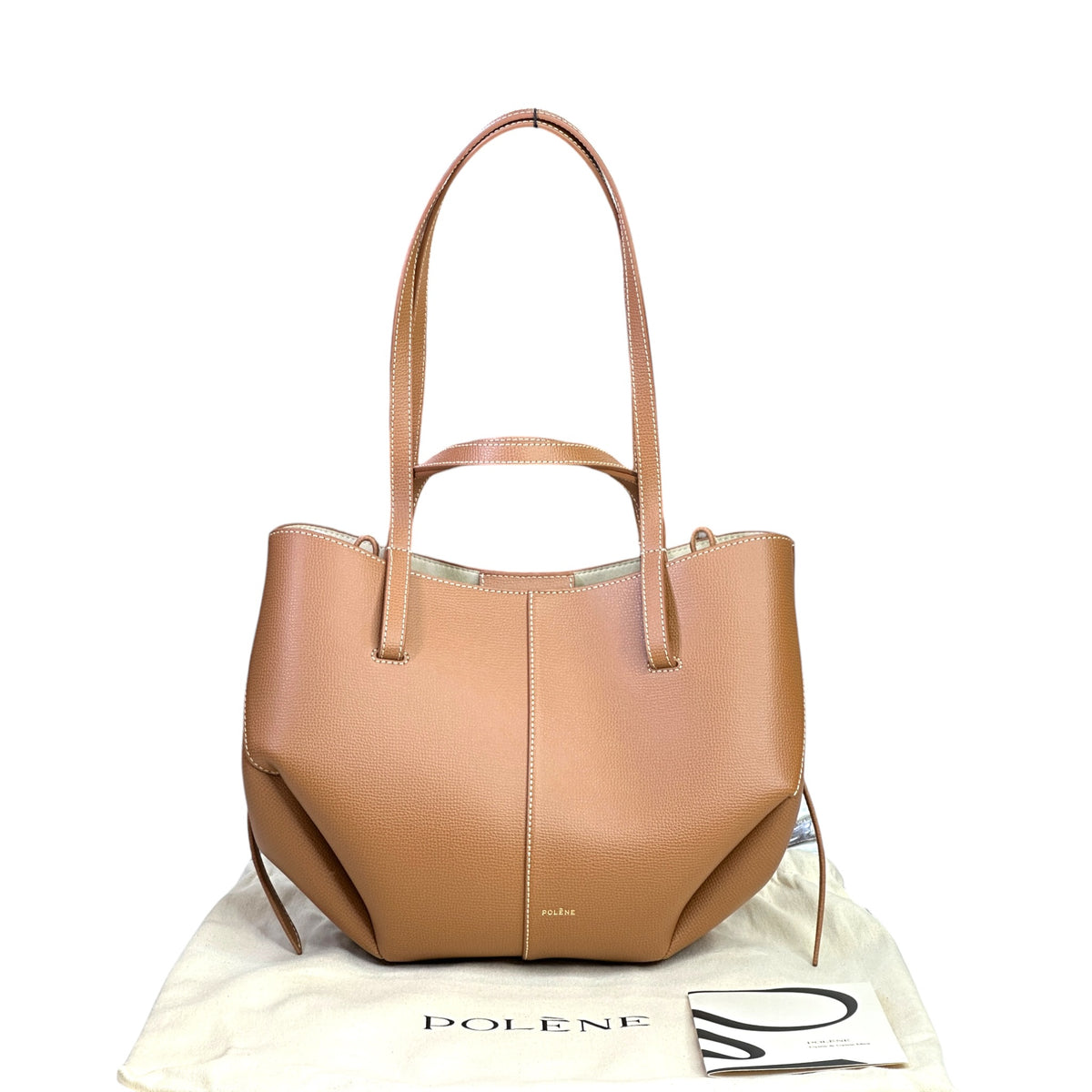 Polene Cyme Mini Camel Leather Shoulder Bag