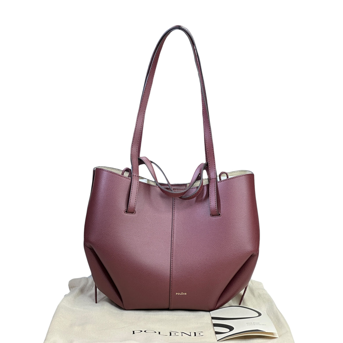  Polene Cyme Mini Cherry Black Leather Shoulder Bag 