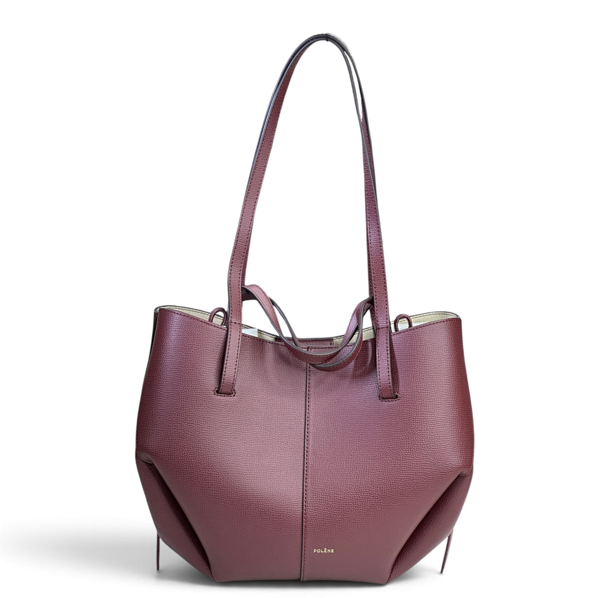Polene Cyme Mini Cherry Black Leather Shoulder Bag