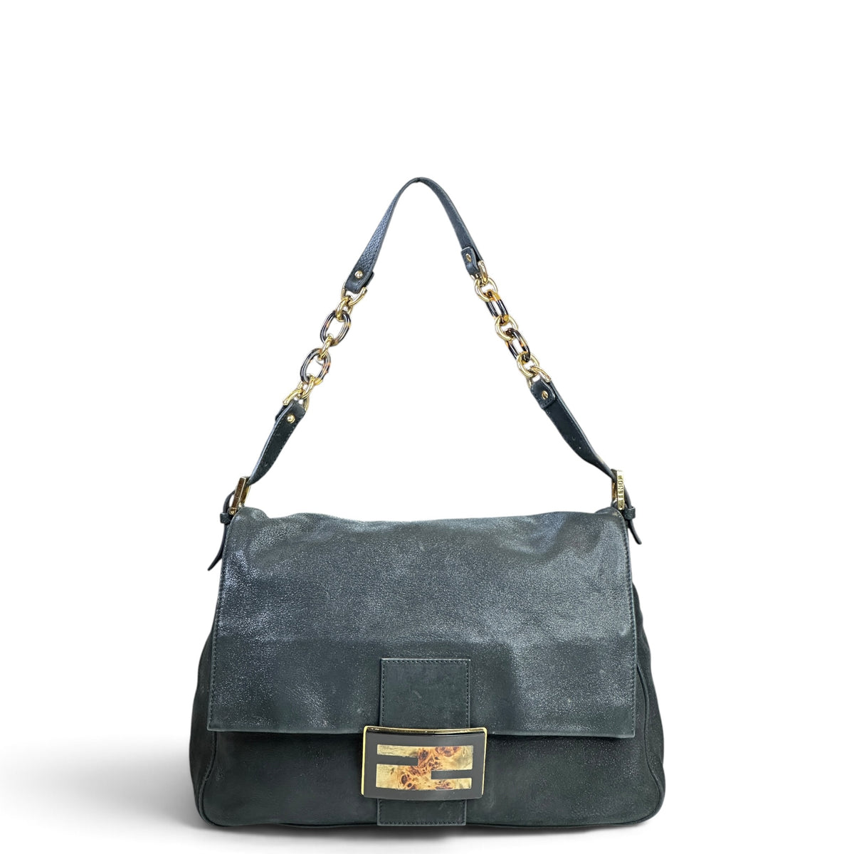 Fendi Zucca FF Mama Black Leather Handbag