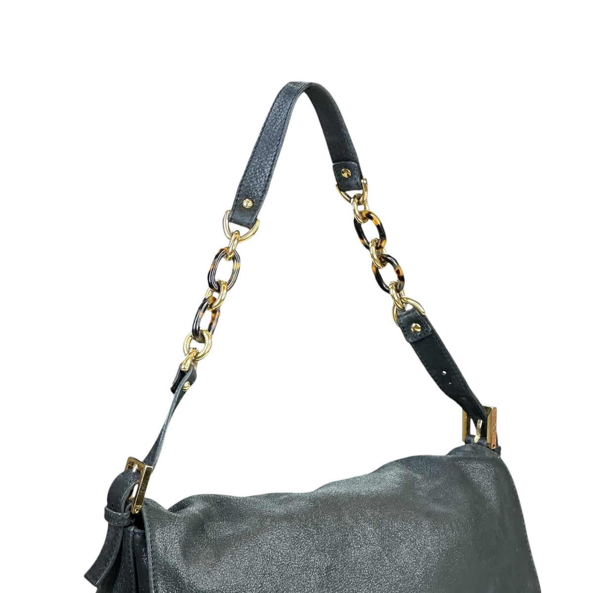 Fendi Zucca FF Mama Black Leather Handbag