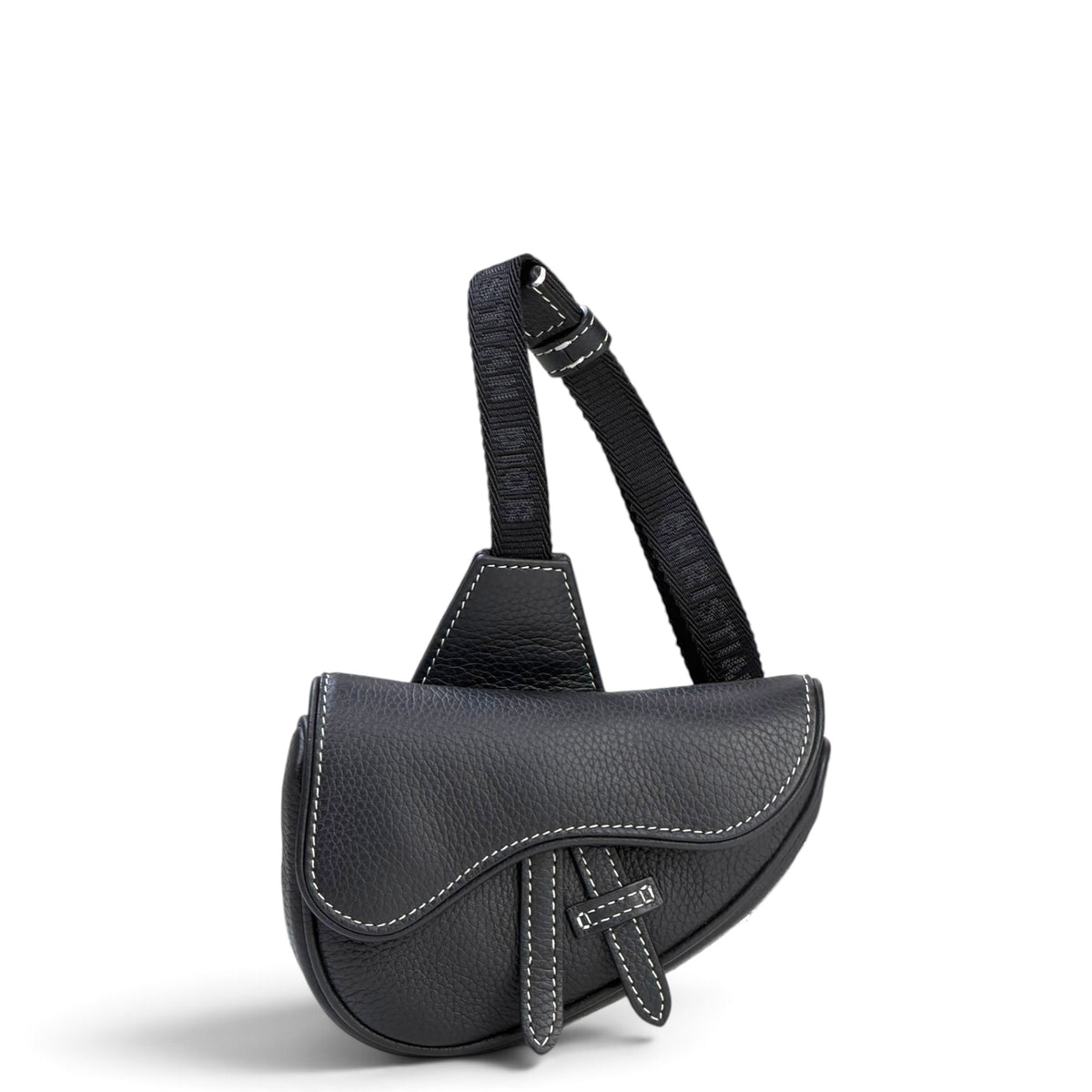 Dior  micro  black calf skin saddle bag 