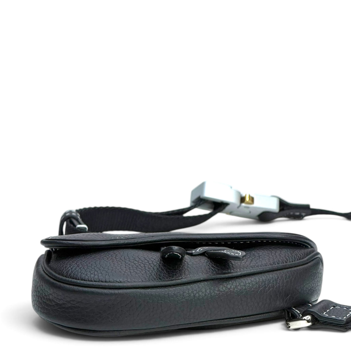 Dior  micro  black calf skin saddle bag