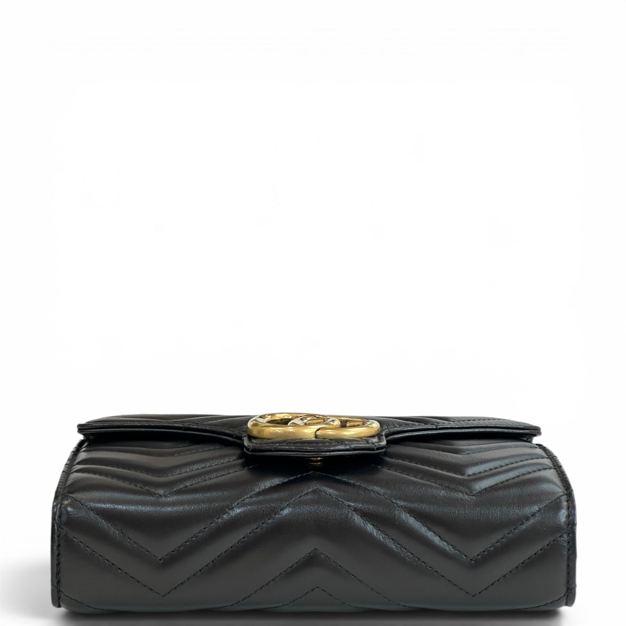 Gucci GG Marmont Wallet on Chain Black Matelasse Chevron