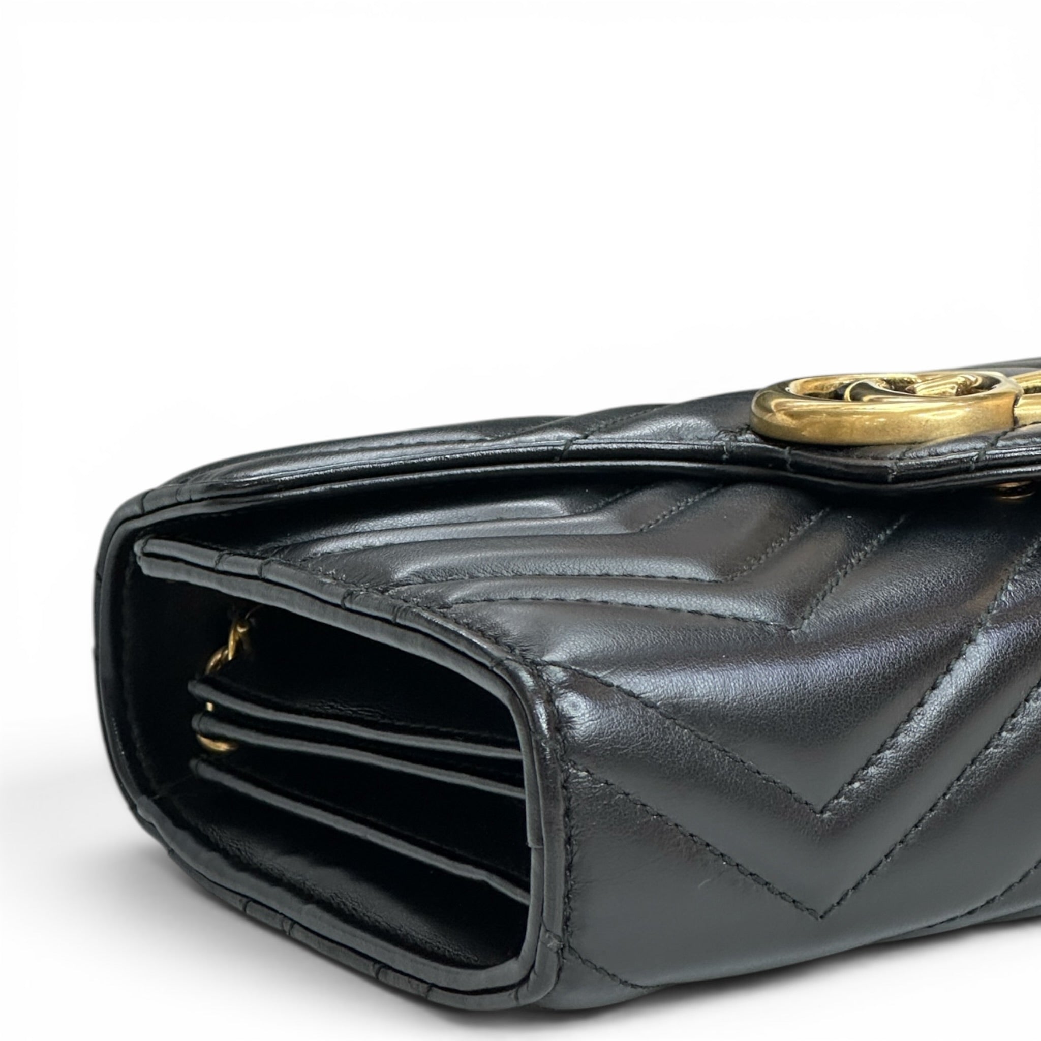 Gucci GG Marmont Wallet on Chain Black Matelasse Chevron