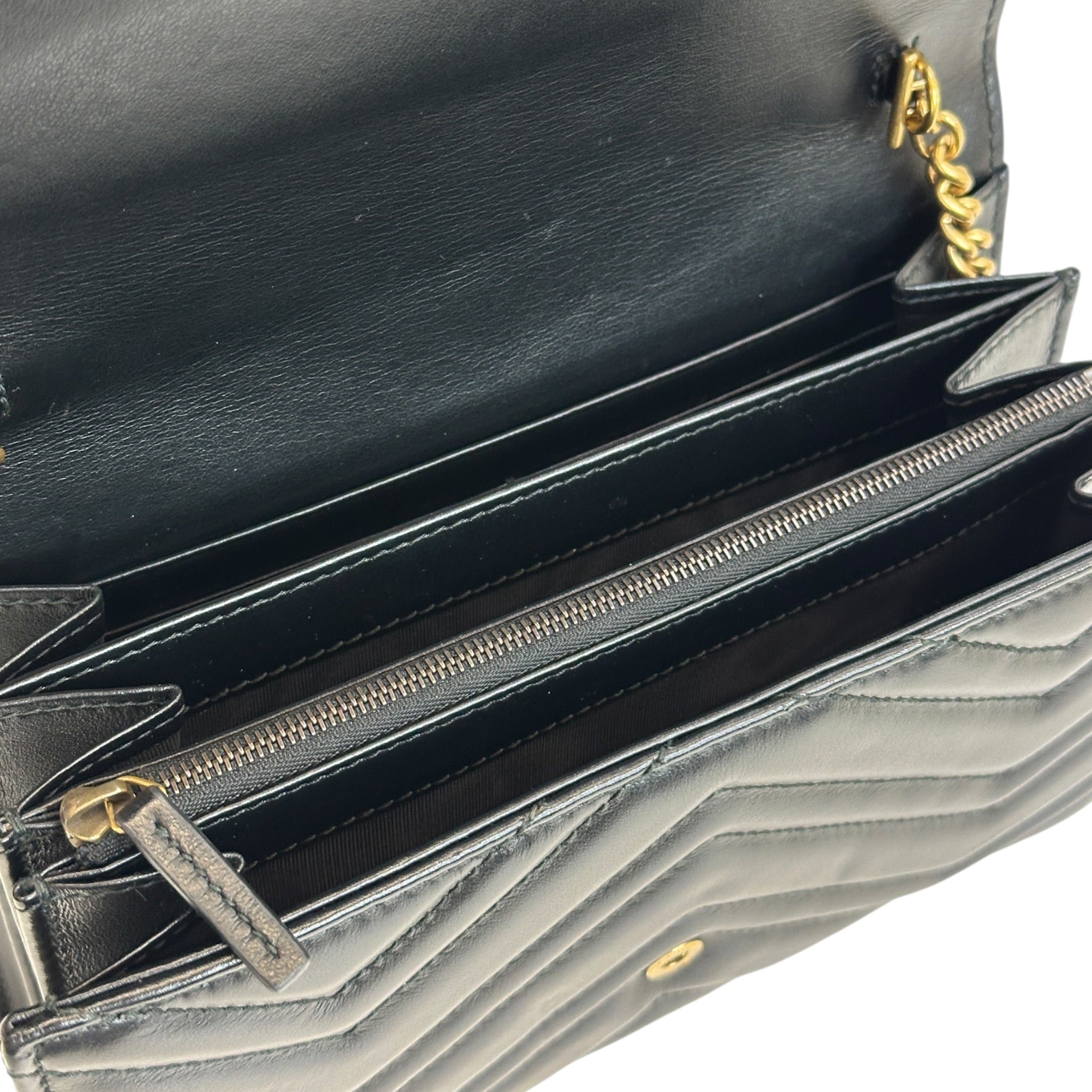 Gucci GG Marmont Wallet on Chain Black Matelasse Chevron