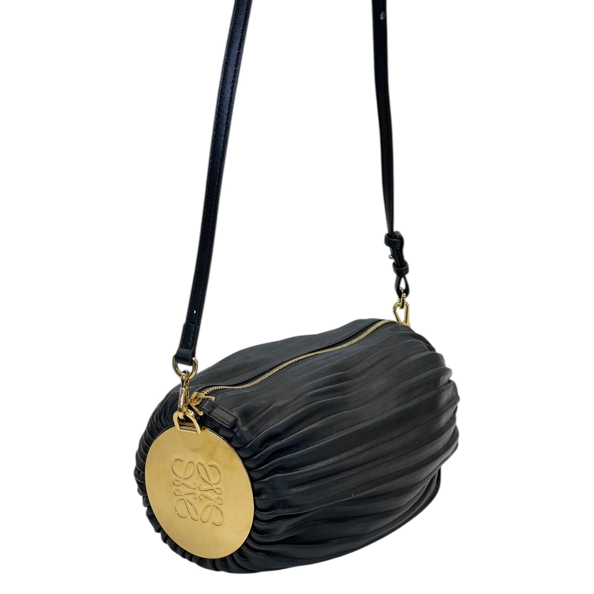 Loewe Bracelet Pouch Black Pleated Nappa Lambskin