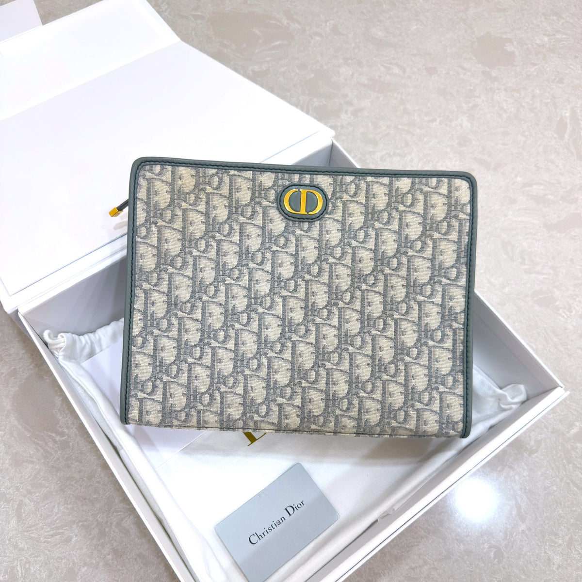 Dior 30 Montaigne Grey Oblique Jacquard Pouch