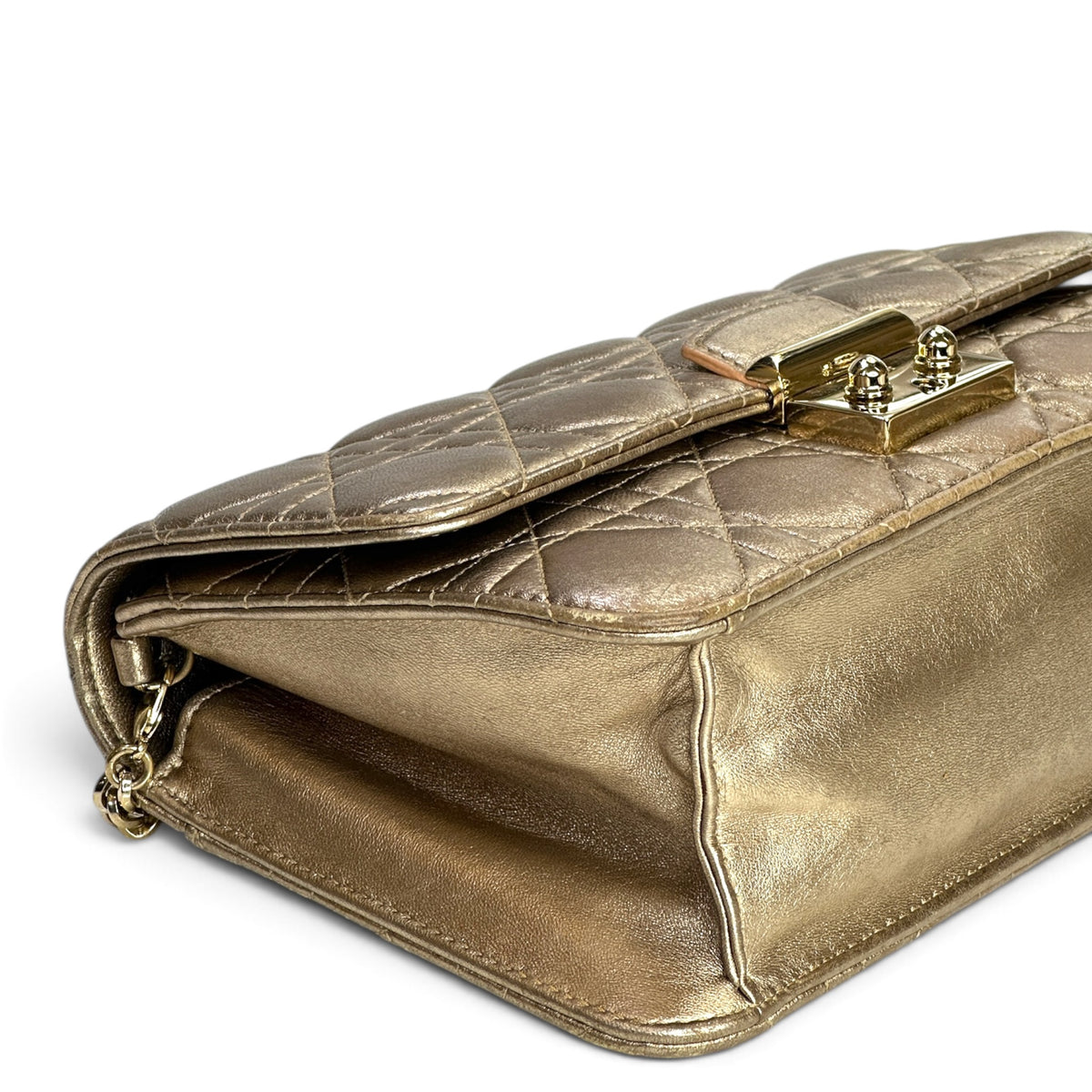 Miss Dior Metallic Golden Leather Promenade Pouch Crossbody Bag