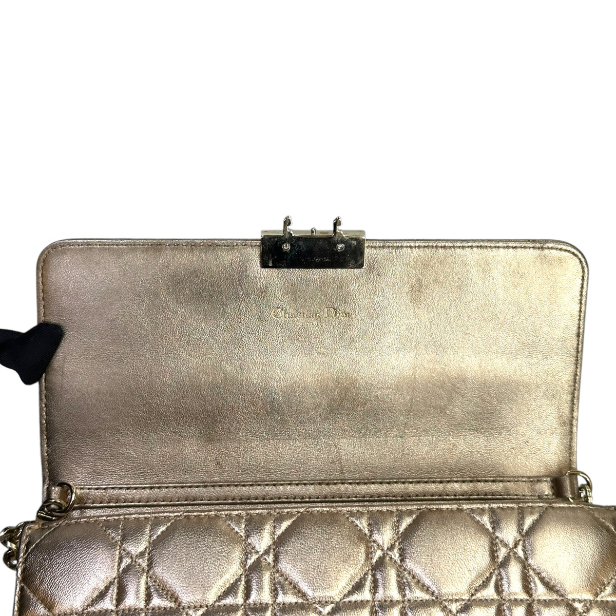 Miss Dior Metallic Golden Leather Promenade Pouch Crossbody Bag