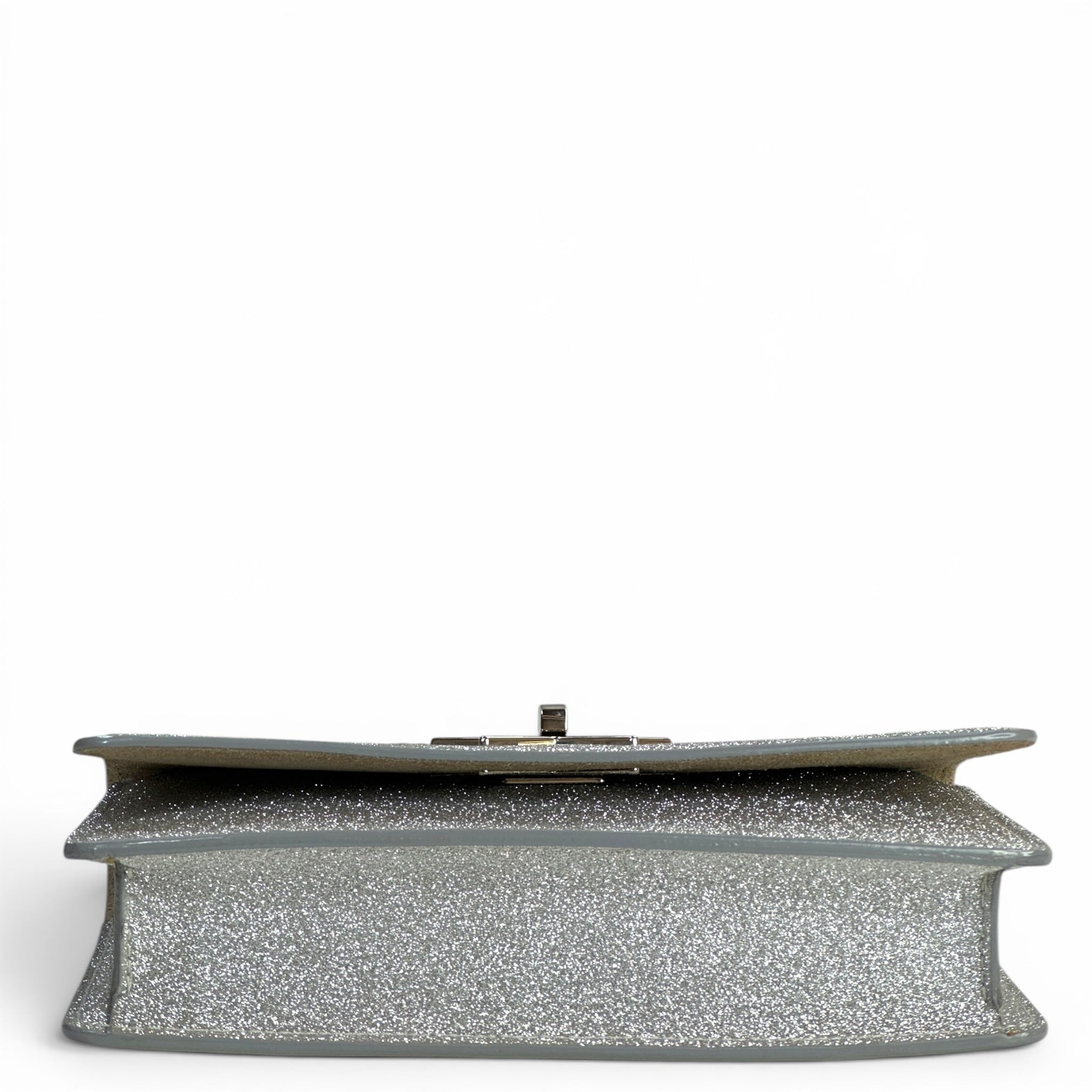 Jimmy Choo Palace Star Lock Silver Glitter Crossbody Bag